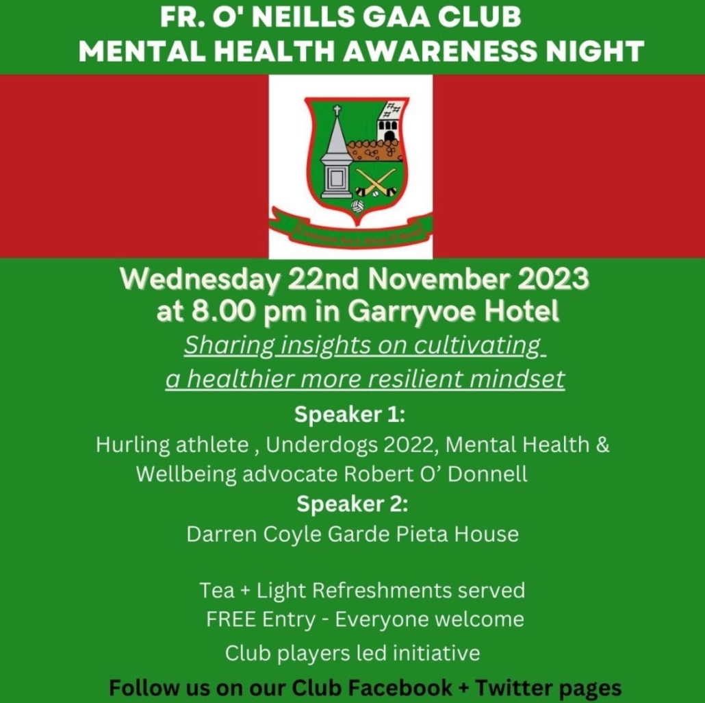 Mental Health Awareness Night in Garryvoe Hotel 22nd Nov